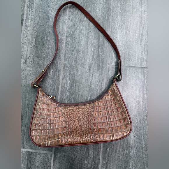 Brahmin Leather Pecan Shoulder Handbag‎ Croc Embossed - Picture 2 of 7
